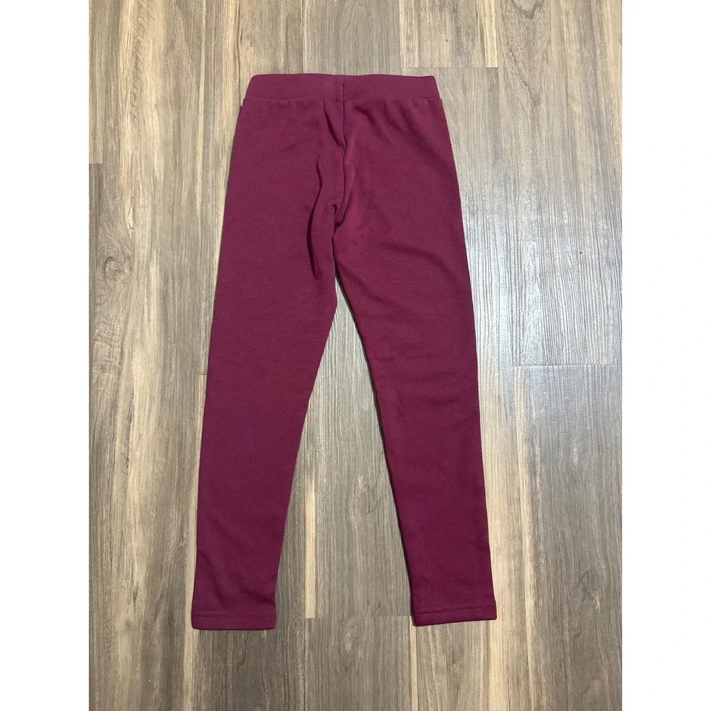 NWT Old Navy Girls Youth Fleece Lined Burgundy Leggings Large 10/12‎